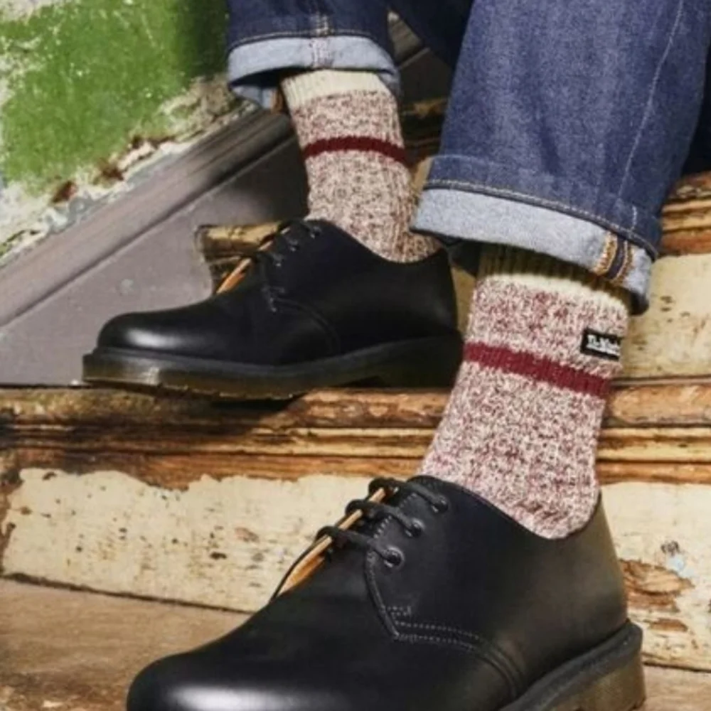 NWT Dr Martens Marl Organic Socks Oxblood Cotton Blend Red White S/M
